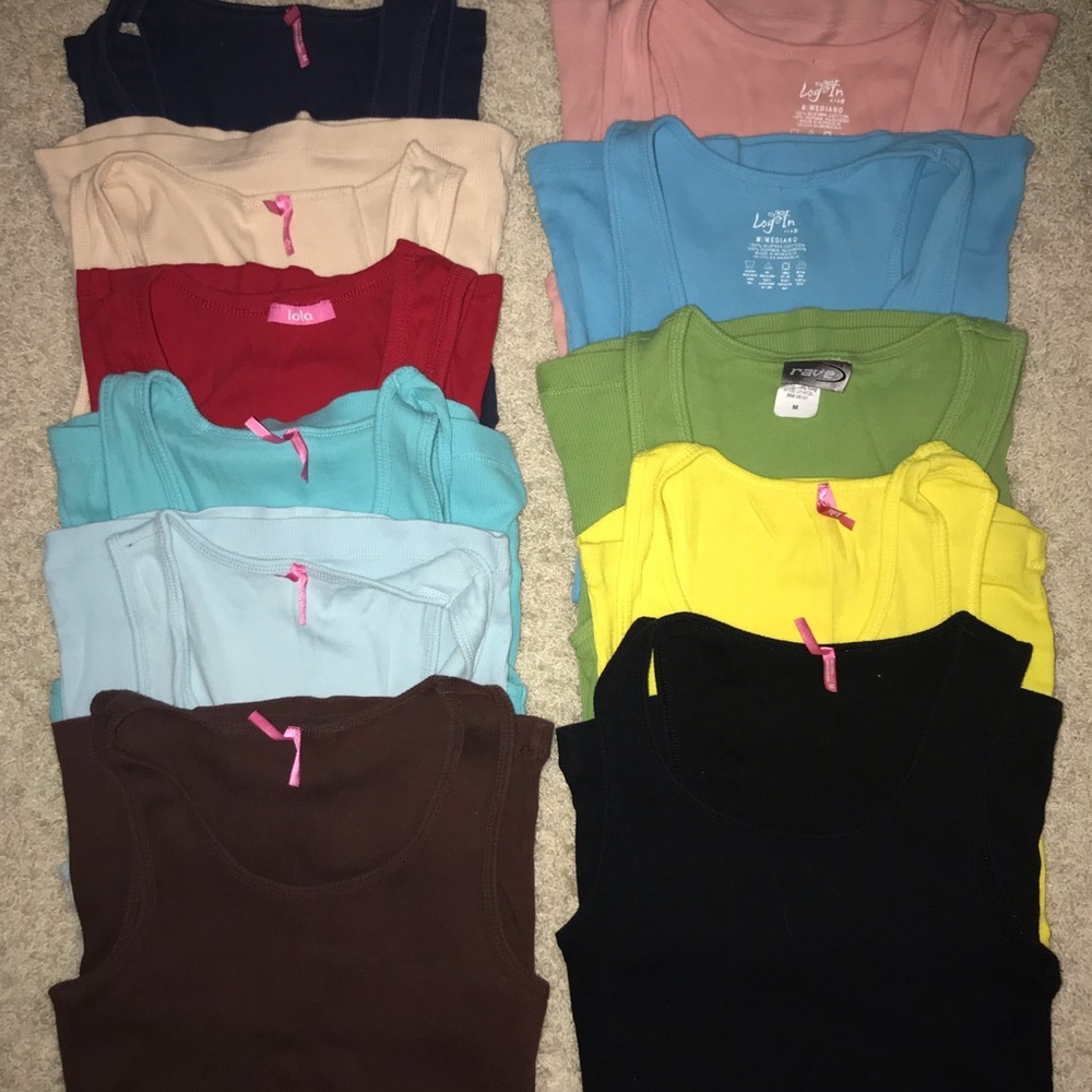 10 Tank Tops Assorted Colors Junior Girl’s Medium